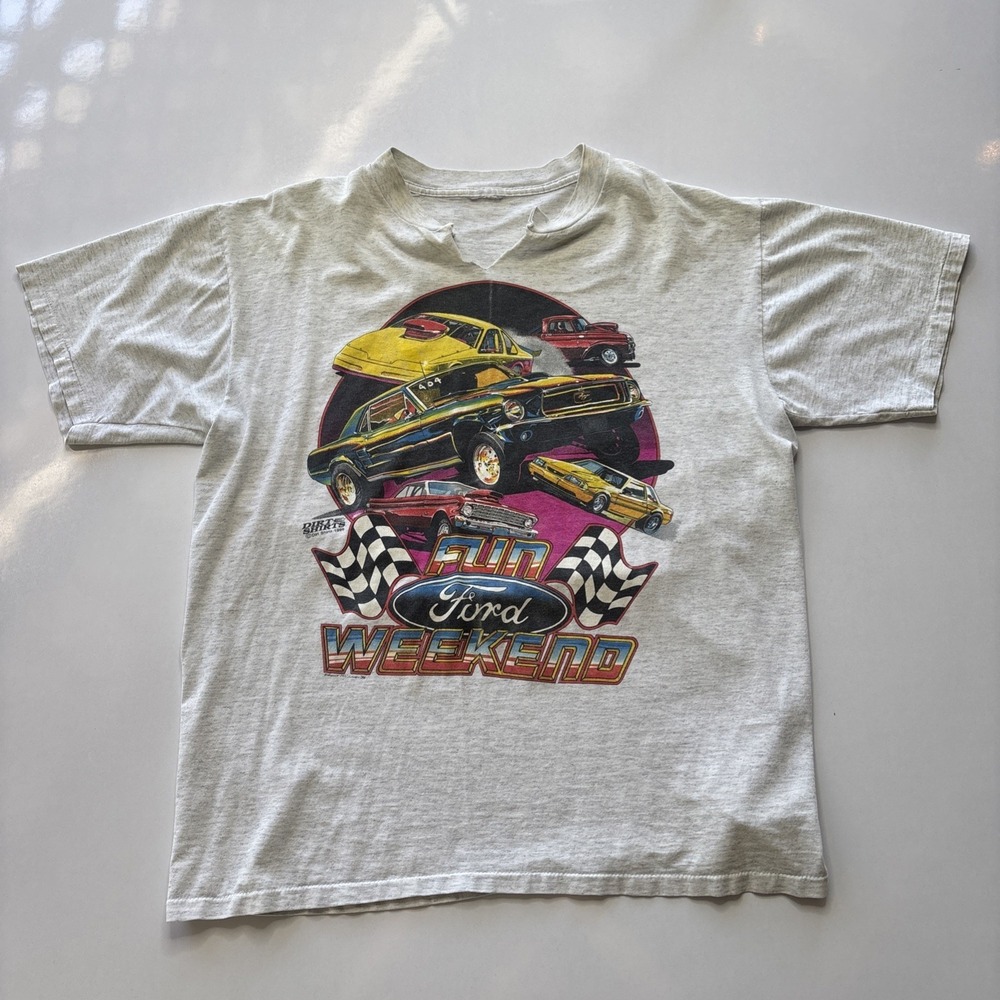 Vintage 1996 Mustang Fun Ford Weekend Auto Racing Single Stitch T-shirt  Size  L